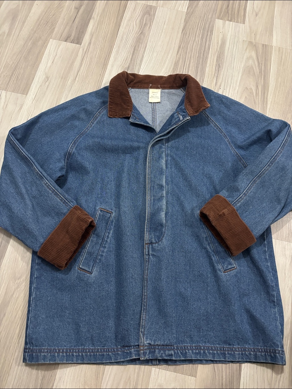 Vintage Chore Coat Womens Denim Corduroy Cuff Collar Utility Rugged Homestead M - Picture 4 of 10